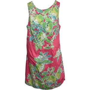 LILLY PULITZER Pink Lemonade Delia Shift Dress Lime Lemon Print Size 0